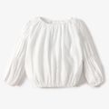 Baby / Toddler Newest Solid Linen Long-sleeve Top White