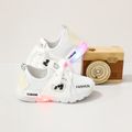 Toddler / Kid Letter Graphic Lace-up LED Sneakers White image 1