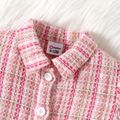 Baby Girl Pink Tweed Button Up Short-sleeve Mesh Dress Pink