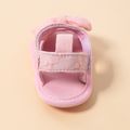 Baby Bowknot Decor Pink Embroidery Sandals Prewalker Shoes Pink