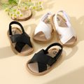 Baby / Toddler Crisscross Strap Slingback Open Toe Soft Sole Sandals Prewalker Shoes White image 2