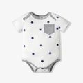 Baby Boy/Girl Stars/Striped Short-sleeve Romper White image 1