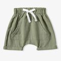Baby Boy Solid Elasticized Waist Loose Fit Shorts with Pocket Army green image 1