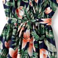 Family Matching All Over Floral Print V Neck Spaghetti Strap Midi Dresses and Splicing Short-sleeve T-shirts Sets royalblue image 5
