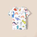 Sibling Matching All Over Multicolor Dinosaur Print Short-sleeve Set Colorful
