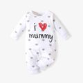 Baby Boy/Girl 95% Cotton Long-sleeve Love Heart Letter Print Stars/Striped Jumpsuit White image 1