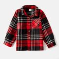 Family Matching Red Plaid Sleeveless Dresses and Long-sleeve Shirts Sets Red image 3