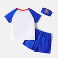 PAW Patrol 3pcs Toddler Boy Striped/Allover Print Short-sleeve Tee, Shorts and Mask Set Blue