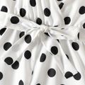 Kid Girl Polka dots Surplice Neck Belted Cami Capri Jumpsuits White image 3