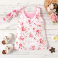2pcs Baby Girl All Over Pink Floral Print Sleeveless Tank Dress with Headband Set Multi-color