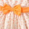 Baby Girl Floral Print Sleeveless Bowknot Ruffle Tank Dress Orange