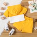 Baby Boy/Girl Letter Print Colorblock Hooded Short-sleeve Top and Shorts Set TenderYellow image 2