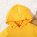 Baby Boy/Girl Letter Print Colorblock Hooded Short-sleeve Top and Shorts Set TenderYellow image 3
