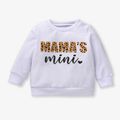 Leopard Letter Print Long-sleeve Baby Cotton Sweatshirt Pullover White image 1