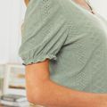 Maternity Button Decor Short Sleeve Schiffy T-shirt Green