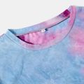 Tie Dye Round Neck Short-sleeve Bodycon T-shirt Dress for Mom and Me bluishviolet image 4