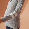 Nursing Contrast Striped Tape Long-sleeve Tee flowergrey