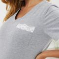Maternity Lace Trim Short-sleeve Nightdress Light Grey