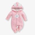 100% Cotton Cloud Applique Hooded Long-sleeve Baby Jumpsuit Pink image 1