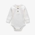 Baby Boy/Girl 95% Cotton Ribbed Long-sleeve Button Up Romper White image 1