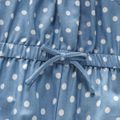 Toddler Girl Polka dots Bowknot Design Denim Cami Jumpsuits Blue image 3