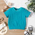 100% Cotton Baby Boy Textured Letter Design Blue Short-sleeve T-shirt Blue