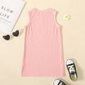 Toddler Girl Solid Color Ribbed Sleeveless Dress Pink image 3