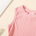 Toddler Girl Solid Color Ribbed Sleeveless Dress Pink image 5