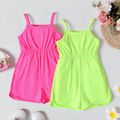 Toddler Girl Solid Color Ribbed Cami Rompers LUMINOUSYELLOW