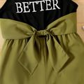 Kid Girl Letter Print Colorblock Cami Rompers Army green