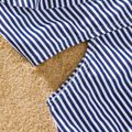Family Matching Blue Pinstriped Swim Trunks Shorts and One Shoulder Ruffle Hollow Out One-Piece Swimsuit White image 5