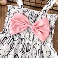 Shirred Bunny Allover Bow Dcor Sleeveless White or Pink Toddler Dress White