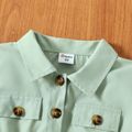 Toddler Girl Lapel Collar Button Design Short-sleeve Green Rompers Green