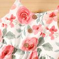 Baby Girl All Over Floral Print Spaghetti Strap Button Front Dress Colorful image 4