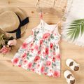 Baby Girl All Over Floral Print Spaghetti Strap Button Front Dress Colorful image 2