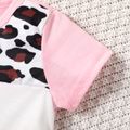 2pcs Baby Girl Leopard Colorblock Short-sleeve T-shirt and Shorts Set Pink