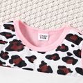 2pcs Baby Girl Leopard Colorblock Short-sleeve T-shirt and Shorts Set Pink