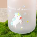 400ML Unicorn Water Bottle Cute Cartoon Portable Plastic Water Cup with Silicone Handle Pale Green