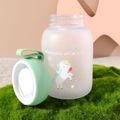 400ML Unicorn Water Bottle Cute Cartoon Portable Plastic Water Cup with Silicone Handle Pale Green