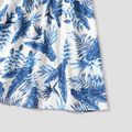 Sibling Matching Allover Blue Palm Leaf Print Short-sleeve Set Blue