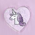 Kid Girl Flip Sequined Unicorn Pattern Short-sleeve Tee Light Purple