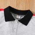 2pcs Kid Boy Colorblock Short-sleeve Pique Polo Shirt and Elasticized Shorts Set Light Grey image 3