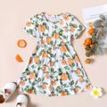 Toddler Girl Floral Orange Print Short-sleeve Dress Multi-color image 1