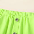 Toddler Girl 100% Cotton Solid Color Pocket Button Design Elasticized Skirt lightgreen