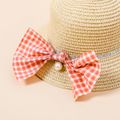 Baby / Toddler / Kid Faux Pearl Plaid Bow Decor Straw Hat Beige