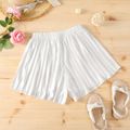 Kid Girl Pleated Solid Color Elasticized Shorts White image 5