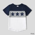 Blue Striped and Stars Print Short-sleeve T-shirts for Dad and Me Tibetanbluewhite
