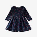 Baby / Toddler Girl Cherry Print Long-sleeve Dress Dark Blue/white image 1