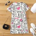 Kid Girl Letter Heart Print Short-sleeve Dress White image 5