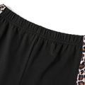 Kid Girl Leopard Print Colorblock Leggings Shorts Black